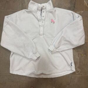 Spirit Jersey Pink Pony Snap Neck Sweatshirt Light Gray Size M Rare